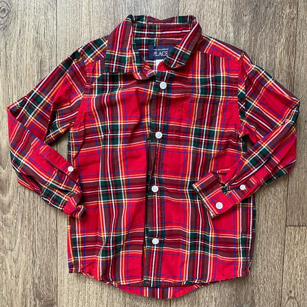 The Children’s Place Plaid Button Down Collared Shirt